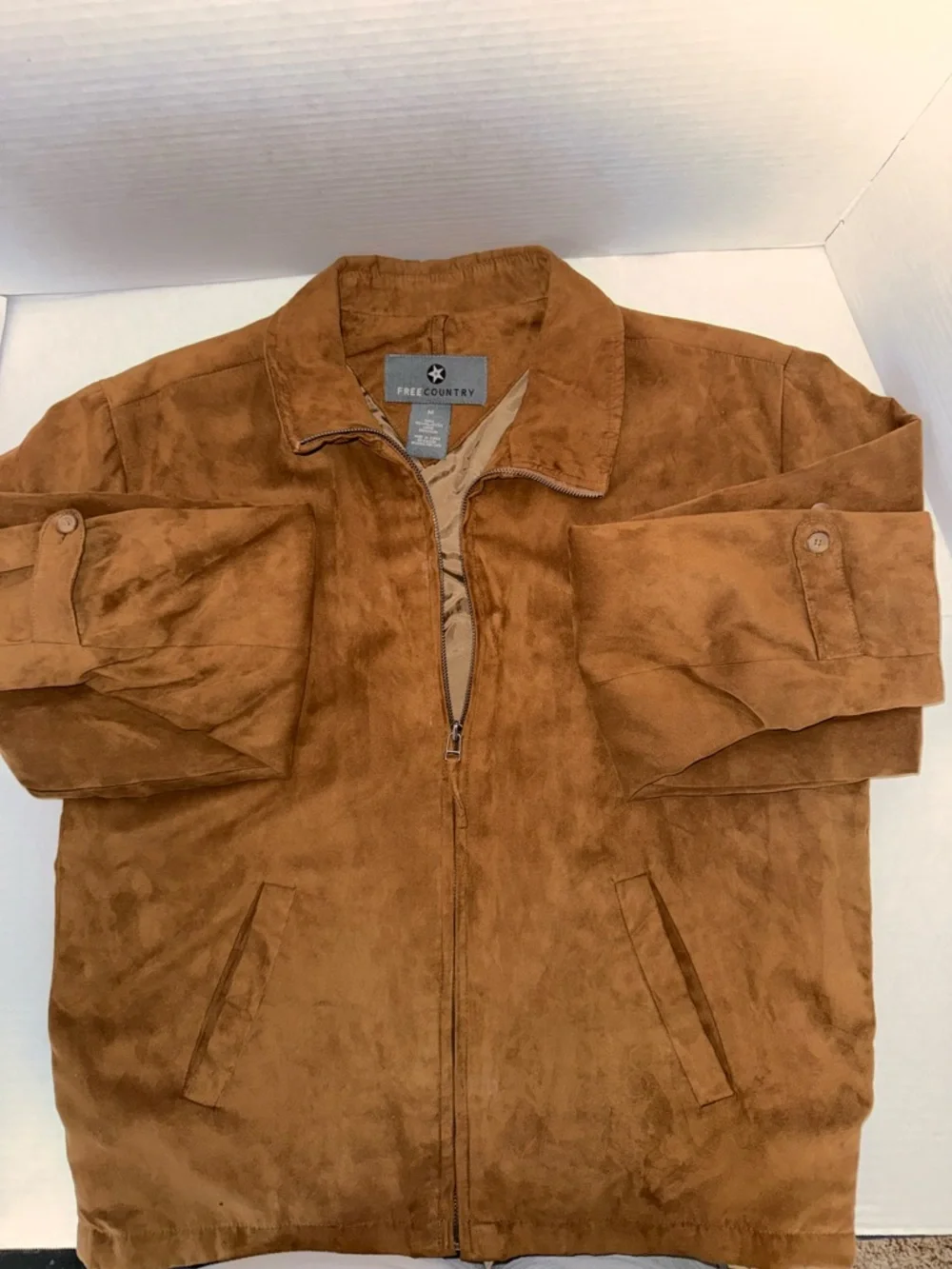 Free Country Men's Tan Suede Zip-Front Shirt Jacket - Picture 4 of 7
